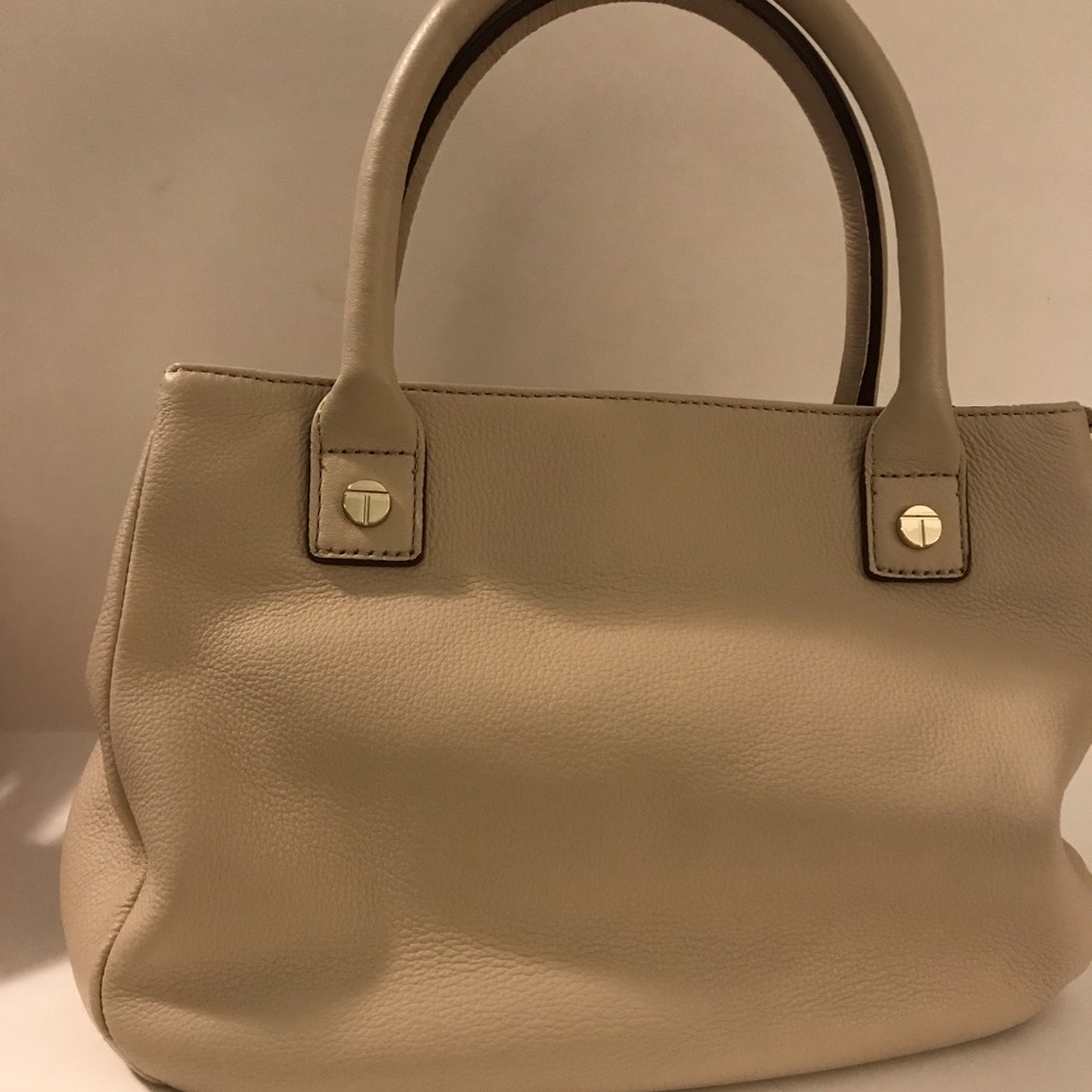 $159 Talbots Leather satchel handbag beige / tan